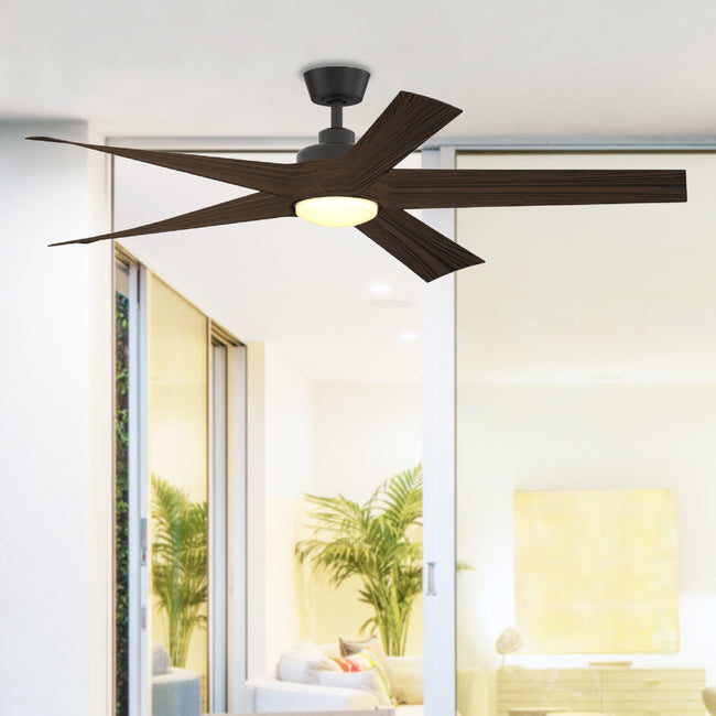 Fanimation LP7614LAZ Radius - 60 inch - AZ with Bourbon Blades and LED LK: shown installed in a room [Fanimation-LP7614LAZ|CUSTOM|3]