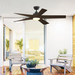 Fanimation LP7614LAZ Radius - 60 inch - AZ with Bourbon Blades and LED LK: shown in a room setting [Fanimation-LP7614LAZ|CUSTOM|12]