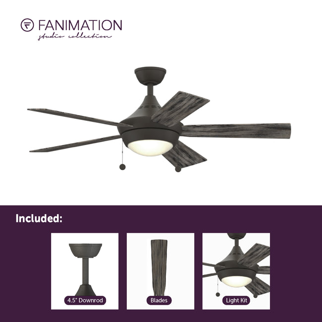 Fanimation LP7653LGR AireDrop Pull Chain - 48 inch - GR with WE and LED LK: what's included card [Fanimation-LP7653LGR|CUSTOM|2]