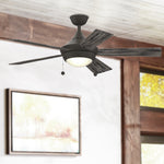Fanimation LP7653LGR AireDrop Pull Chain - 48 inch - GR with WE and LED LK: shown installed in a room [Fanimation-LP7653LGR|CUSTOM|3]