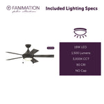 Fanimation LP7653LGR AireDrop Pull Chain - 48 inch - GR with WE and LED LK: included lighting specs [Fanimation-LP7653LGR|CUSTOM|7]