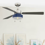 Fanimation LP7678LBN Navy - 52 inch - BN with GRY Blades and LED LK: shown installed in a room [Fanimation-LP7678LBN|CUSTOM|3]