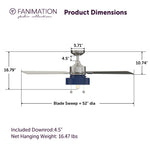 Fanimation LP7678LBN Navy - 52 inch - BN with GRY Blades and LED LK: product dimensions diagram [Fanimation-LP7678LBN|CUSTOM|5]