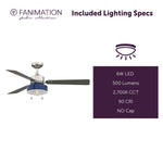 Fanimation LP7678LBN Navy - 52 inch - BN with GRY Blades and LED LK: included lighting specs [Fanimation-LP7678LBN|CUSTOM|7]