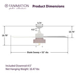 Fanimation LP7678LMW Blush - 52 inch - MW with MW Blades and LED LK: product dimensions diagram [Fanimation-LP7678LMW|CUSTOM|5]