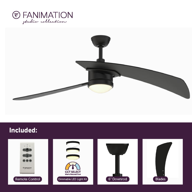 Fanimation LP8066LBL AireDuo - 48 inch - BL with BL Blades and LED LK: what's included card [Fanimation-LP8066LBL|CUSTOM|2]