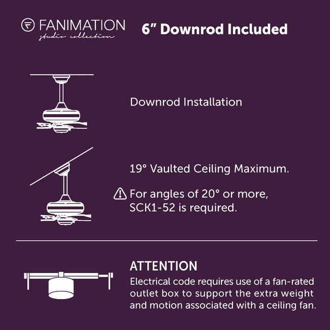 Fanimation LP8066LBN AireDuo - 48 inch - BN with BL Blades and LED LK: downrod and installation notes [Fanimation-LP8066LBN|CUSTOM|8]