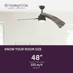 Fanimation LP8066LGR AireDuo - 48 inch - GR with WE Blades and LED LK: room size guide [Fanimation-LP8066LGR|CUSTOM|4]