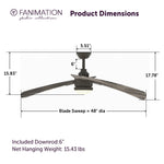 Fanimation LP8066LGR AireDuo - 48 inch - GR with WE Blades and LED LK: product dimensions diagram [Fanimation-LP8066LGR|CUSTOM|5]