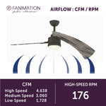 Fanimation LP8066LGR AireDuo - 48 inch - GR with WE Blades and LED LK: airflow CFM and RPM chart [Fanimation-LP8066LGR|CUSTOM|6]