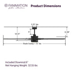 Fanimation LP8147SLBL Slinger - 72 inch - BL with BL Blades and LED LK: product dimensions diagram [Fanimation-LP8147SLBL|CUSTOM|5]
