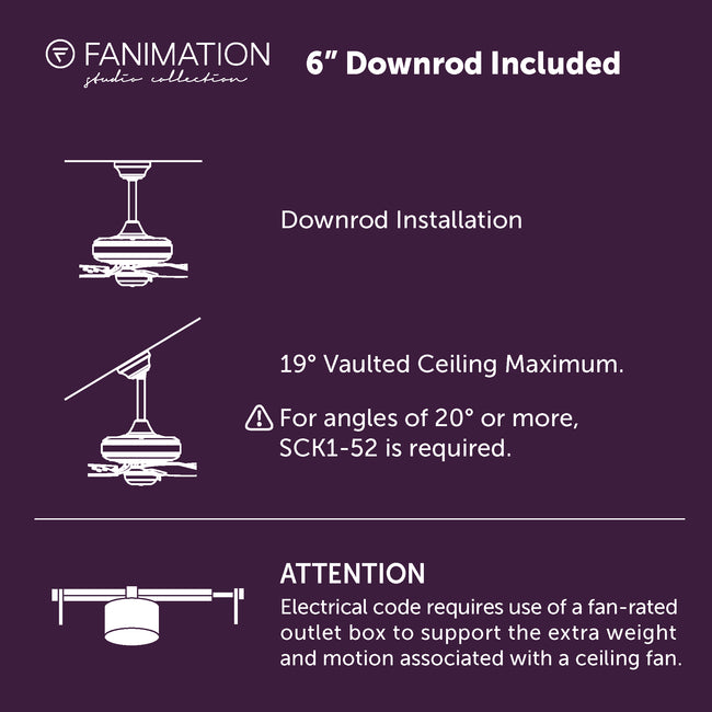 Fanimation LP8147SLBL Slinger - 72 inch - BL with BL Blades and LED LK: downrod and installation notes [Fanimation-LP8147SLBL|CUSTOM|8]