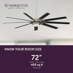 Fanimation LP8147SLBNBL Slinger - 72 inch - BN with BL Blades and LED LK: room size guide [Fanimation-LP8147SLBNBL|CUSTOM|4]