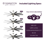 Fanimation LP8147SLBNBL Slinger - 72 inch - BN with BL Blades and LED LK: included lighting specs [Fanimation-LP8147SLBNBL|CUSTOM|7]