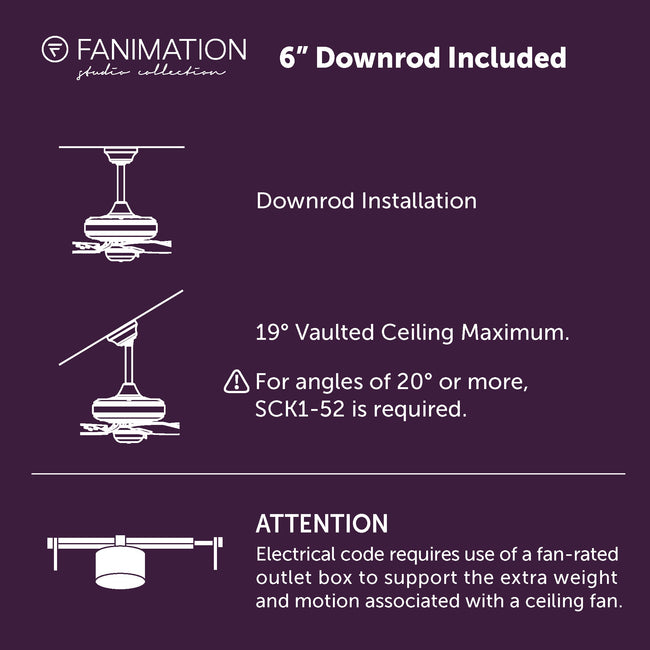 Fanimation LP8147SLBNBL Slinger - 72 inch - BN with BL Blades and LED LK: downrod and installation notes [Fanimation-LP8147SLBNBL|CUSTOM|8]