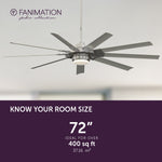 Fanimation LP8147SLBN Slinger - 72 inch - BN with GRY Blades and LED LK: room size guide [Fanimation-LP8147SLBN|CUSTOM|4]