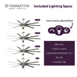 Fanimation LP8147SLBN Slinger - 72 inch - BN with GRY Blades and LED LK: included lighting specs [Fanimation-LP8147SLBN|CUSTOM|7]
