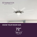 Fanimation LP8147SLMWBN Slinger - 72 inch - BN with MW Blades and LED LK: room size guide [Fanimation-LP8147SLMWBN|CUSTOM|2]