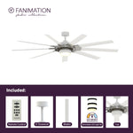 Fanimation LP8147SLMWBN Slinger - 72 inch - BN with MW Blades and LED LK: product photo with what's-included strip [Fanimation-LP8147SLMWBN|CUSTOM|1]