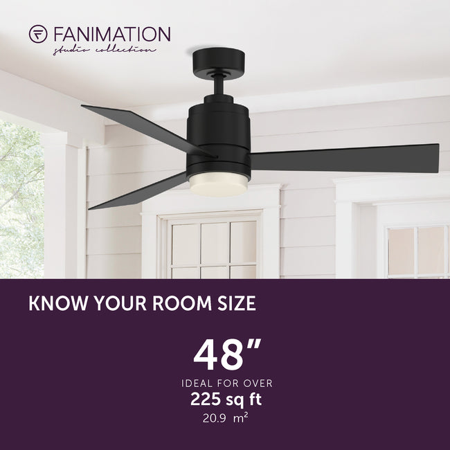 Fanimation LP8177LBLW All-Weather Pylon - 48 inch - BLW with LED LK: room size guide [Fanimation-LP8177LBLW|CUSTOM|4]