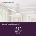 Fanimation LP8177LMWW All-Weather Pylon - 48 inch - MWW with LED LK: room size guide [Fanimation-LP8177LMWW|CUSTOM|4]