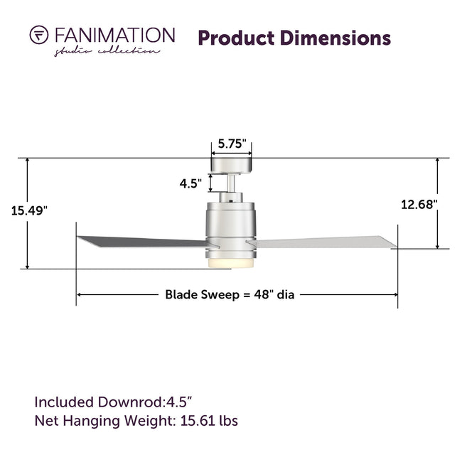 Fanimation LP8177LSLW All-Weather Pylon - 48 inch - SLW with LED LK: product dimensions diagram [Fanimation-LP8177LSLW|CUSTOM|5]