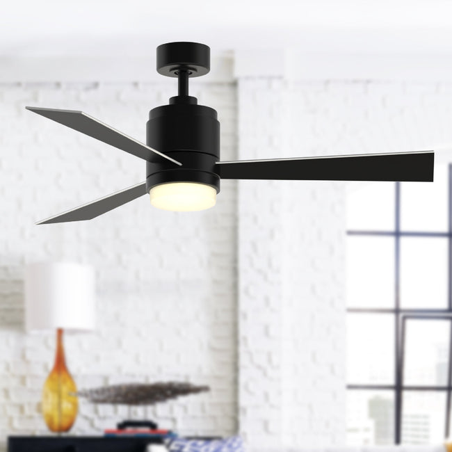Fanimation LP8277LBL Pylon - 48 inch - BL with BL/SL Blades and LED LK: shown installed in a room [Fanimation-LP8277LBL|CUSTOM|3]
