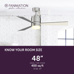 Fanimation LP8277LBN Pylon - 48 inch - BN with BL/GRY Blades and LED LK: room size guide [Fanimation-LP8277LBN|CUSTOM|4]