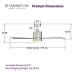 Fanimation LP8277LBN Pylon - 48 inch - BN with BL/GRY Blades and LED LK: product dimensions diagram [Fanimation-LP8277LBN|CUSTOM|5]