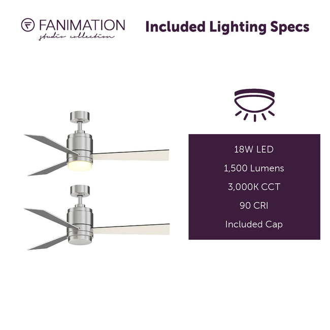 Fanimation LP8277LBN Pylon - 48 inch - BN with BL/GRY Blades and LED LK: included lighting specs [Fanimation-LP8277LBN|CUSTOM|7]