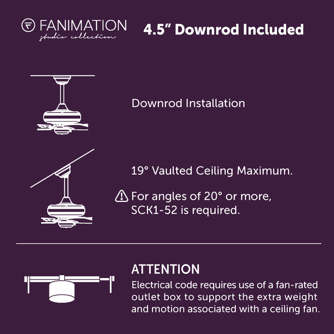 Fanimation LP8277LBN Pylon - 48 inch - BN with BL/GRY Blades and LED LK: downrod and installation notes [Fanimation-LP8277LBN|CUSTOM|8]