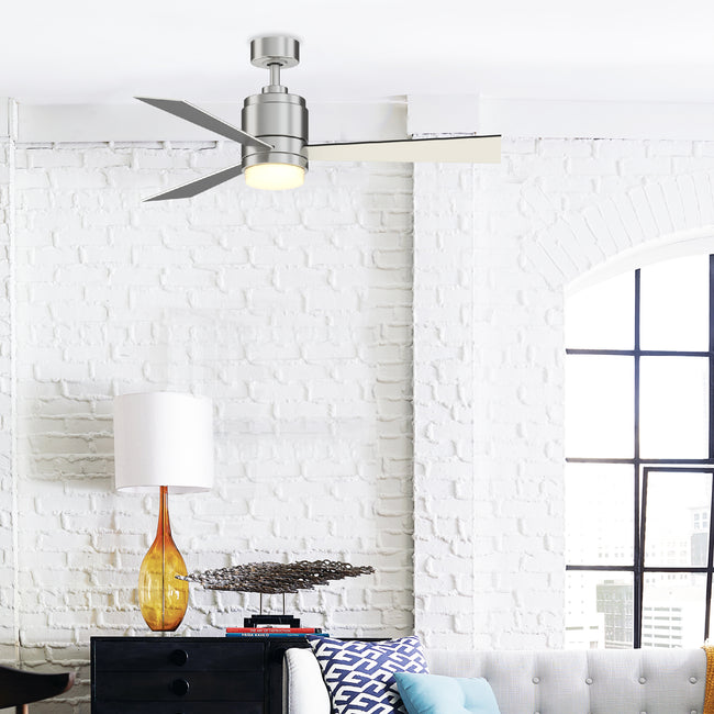 Fanimation LP8277LBN Pylon - 48 inch - BN with BL/GRY Blades and LED LK: shown in a room setting [Fanimation-LP8277LBN|CUSTOM|13]