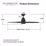 Fanimation LP8333LBL Prop - 52 inch - BL with BL Blade and LED LK: product dimensions diagram [Fanimation-LP8333LBL|CUSTOM|5]