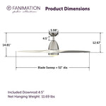 Fanimation LP8333LBN Prop - 52 inch - BN with BN Blade and LED LK: product dimensions diagram [Fanimation-LP8333LBN|CUSTOM|5]