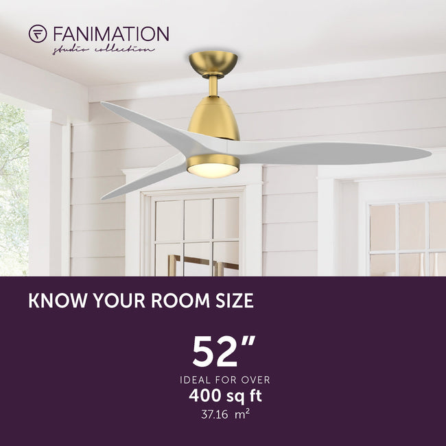 Fanimation LP8333LBS Prop - 52 inch - BS with MW Blade and LED LK: room size guide [Fanimation-LP8333LBS|CUSTOM|4]