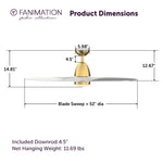 Fanimation LP8333LBS Prop - 52 inch - BS with MW Blade and LED LK: product dimensions diagram [Fanimation-LP8333LBS|CUSTOM|5]