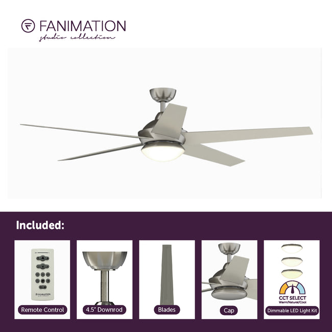 Fanimation LP8359LBN Covert - 64 inch - BN with GRY Blades and LED LK: what's included card [Fanimation-LP8359LBN|CUSTOM|2]