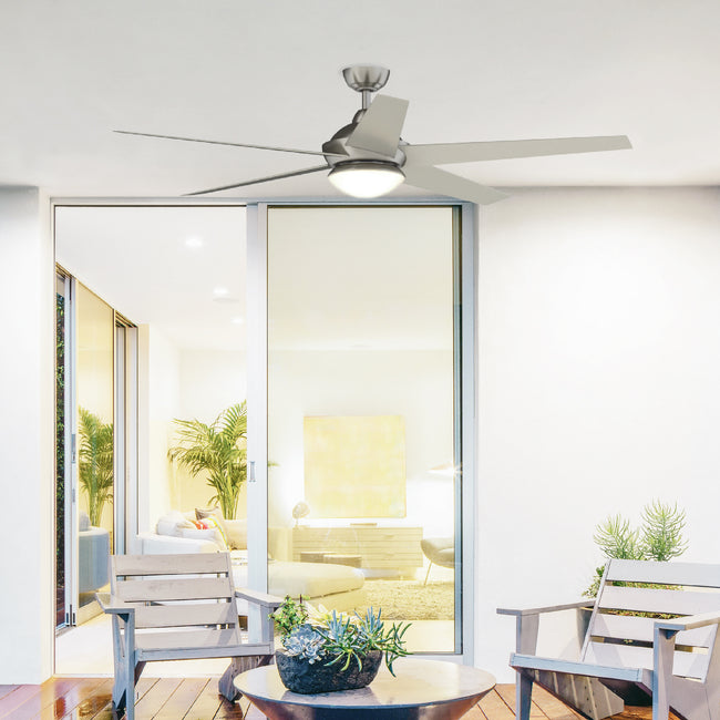 Fanimation LP8359LBN Covert - 64 inch - BN with GRY Blades and LED LK: shown in a room setting [Fanimation-LP8359LBN|CUSTOM|11]