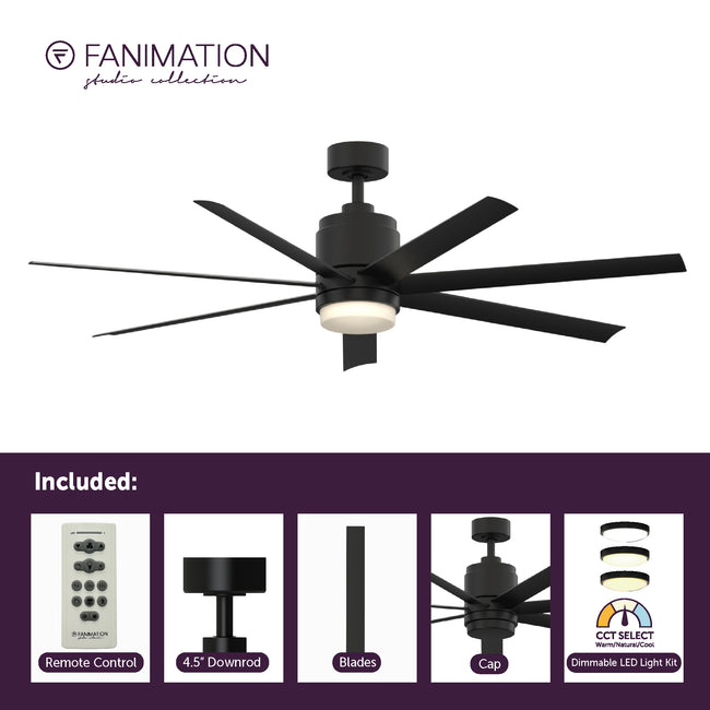 Fanimation LP8377LBL Blitz - 56 inch - BL with BL Blades and LED LK: what's included card [Fanimation-LP8377LBL|CUSTOM|2]