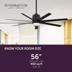 Fanimation LP8377LBL Blitz - 56 inch - BL with BL Blades and LED LK: room size guide [Fanimation-LP8377LBL|CUSTOM|4]