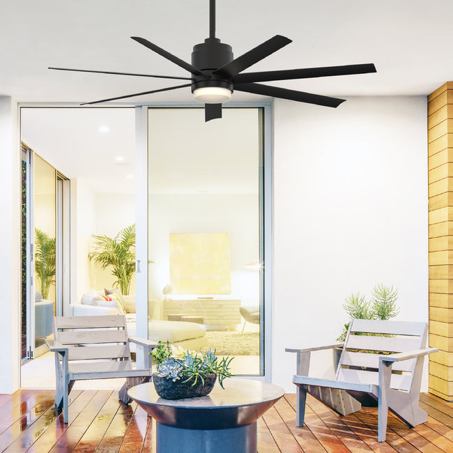Fanimation LP8377LBL Blitz - 56 inch - BL with BL Blades and LED LK: shown in a room setting [Fanimation-LP8377LBL|CUSTOM|11]