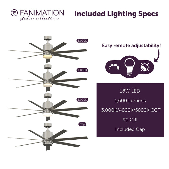 Fanimation LP8377LBN Blitz - 56 inch - BN with GRY Blades and LED LK: included lighting specs [Fanimation-LP8377LBN|CUSTOM|7]