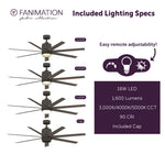 Fanimation LP8377LGR Blitz - 56 inch - GR with WE Blades and LED LK: included lighting specs [Fanimation-LP8377LGR|CUSTOM|7]