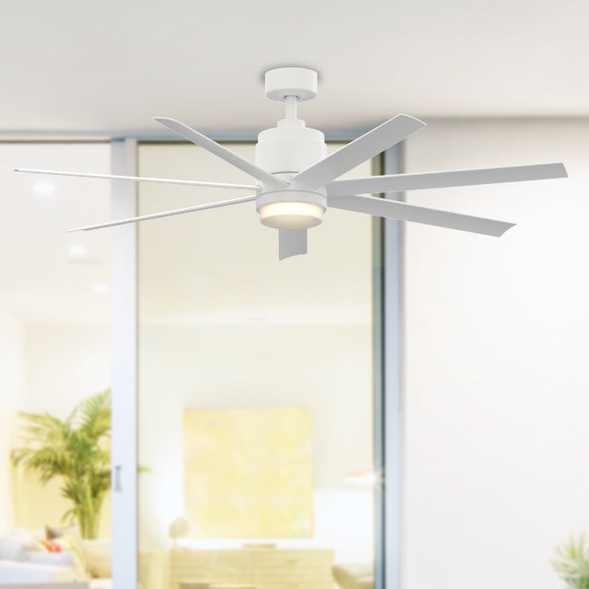 Fanimation LP8377LMW Blitz - 56 inch - MW with MW Blades and LED LK: shown installed in a room [Fanimation-LP8377LMW|CUSTOM|3]