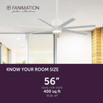 Fanimation LP8377LMW Blitz - 56 inch - MW with MW Blades and LED LK: room size guide [Fanimation-LP8377LMW|CUSTOM|4]