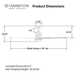 Fanimation LP8377LMW Blitz - 56 inch - MW with MW Blades and LED LK: product dimensions diagram [Fanimation-LP8377LMW|CUSTOM|5]