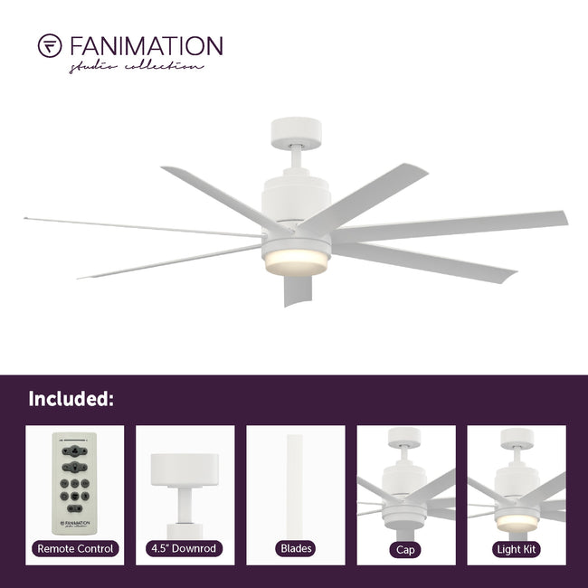 Fanimation LP8377LMW Blitz - 56 inch - MW with MW Blades and LED LK: what's included card [Fanimation-LP8377LMW|CUSTOM|2]