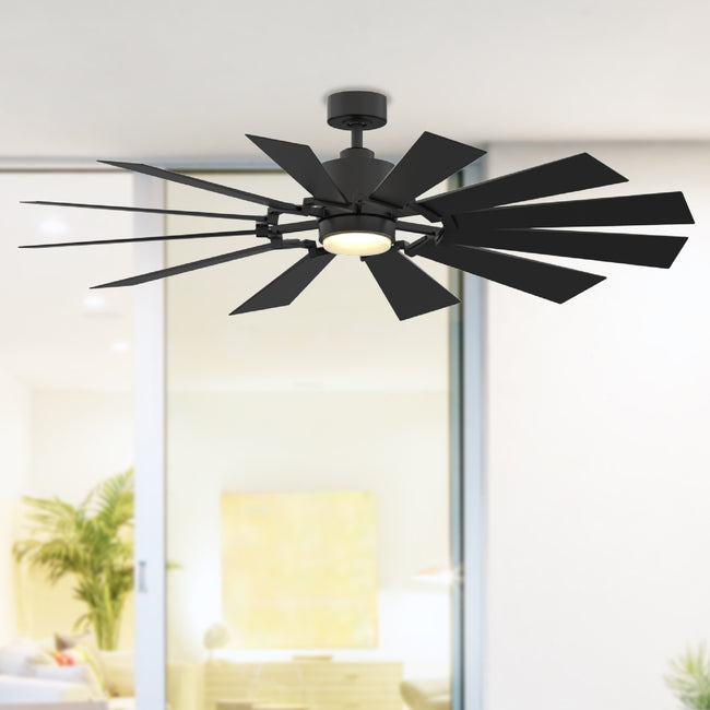 Fanimation LP8543LBL Kindred - 60 inch - BL with BL Blades and LED LK: shown installed in a room [Fanimation-LP8543LBL|CUSTOM|3]