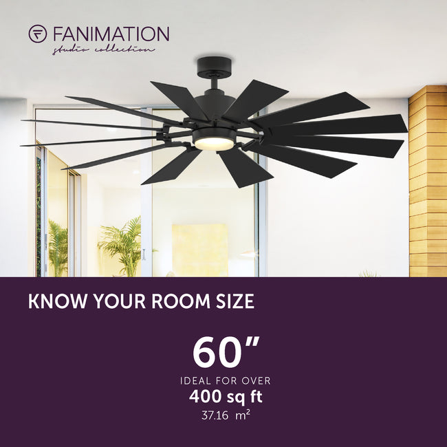 Fanimation LP8543LBL Kindred - 60 inch - BL with BL Blades and LED LK: room size guide [Fanimation-LP8543LBL|CUSTOM|4]