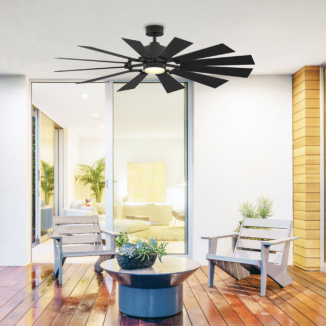 Fanimation LP8543LBL Kindred - 60 inch - BL with BL Blades and LED LK: shown in a room setting [Fanimation-LP8543LBL|CUSTOM|12]